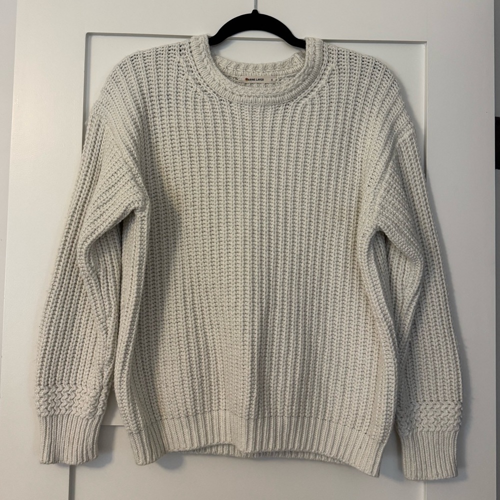 Marine Layer Cream Crew Neck Sweater